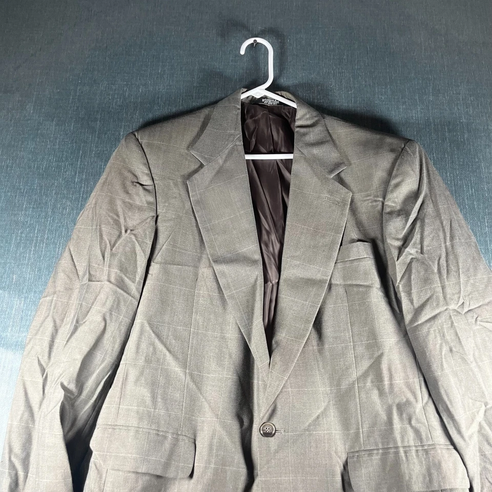 Traje Barrington Para Hombre 2 Piezas Talla 42L Gris Cuadros Muesca Solapa Sencillo Pecho Foto 2 de 4