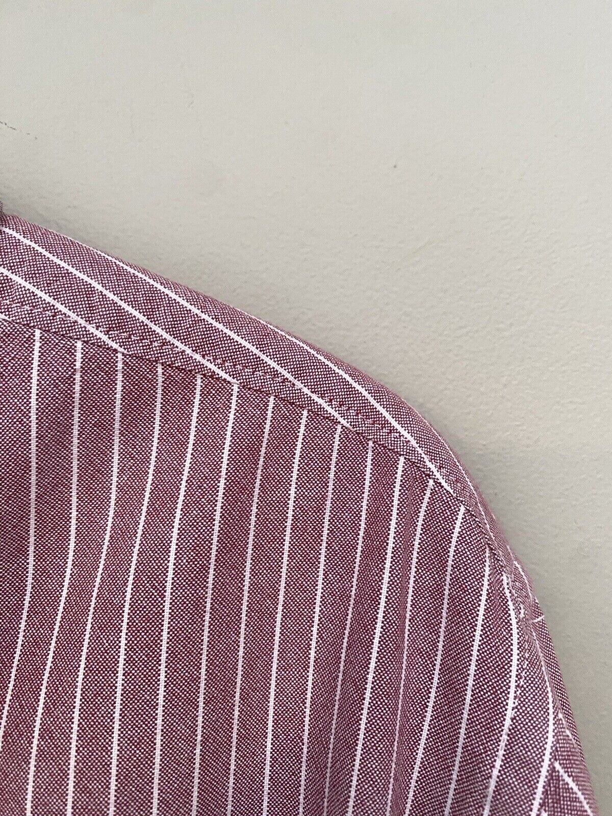 TU SAINSBURYS Men's Striped Cotton Shirt Red/pink Long sleeve Size Medium M image 2