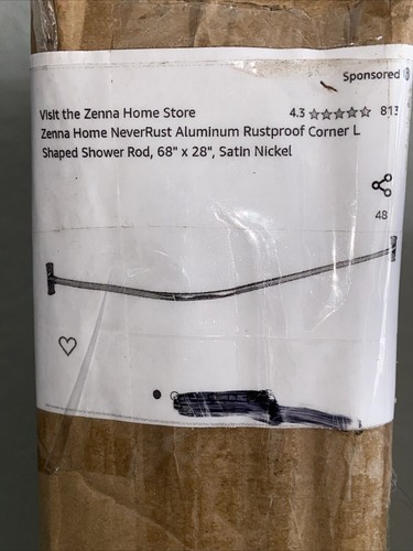 Zenith Home Never Rust Aluminum L Shaped Corner Shower Rod Satin Nickel 68”x28” - Picture 8 of 8