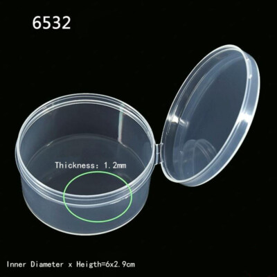 PP Clear Round Boxes Plastic Jewelry Bead Pill Storage Cute Small Containers