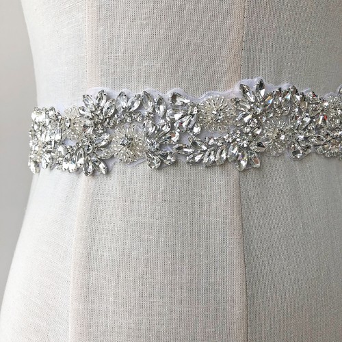 Crystal Costume Motif Wedding Belt Diamante Chain Bridal Dress Rhinestone Ribbon - Picture 7 of 10