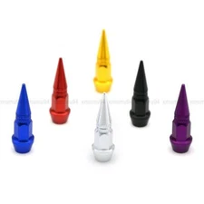 4x Spike Bullet Valve Stem Caps Cover Tire Screw On Metal Aluminum Pointed Sharp
