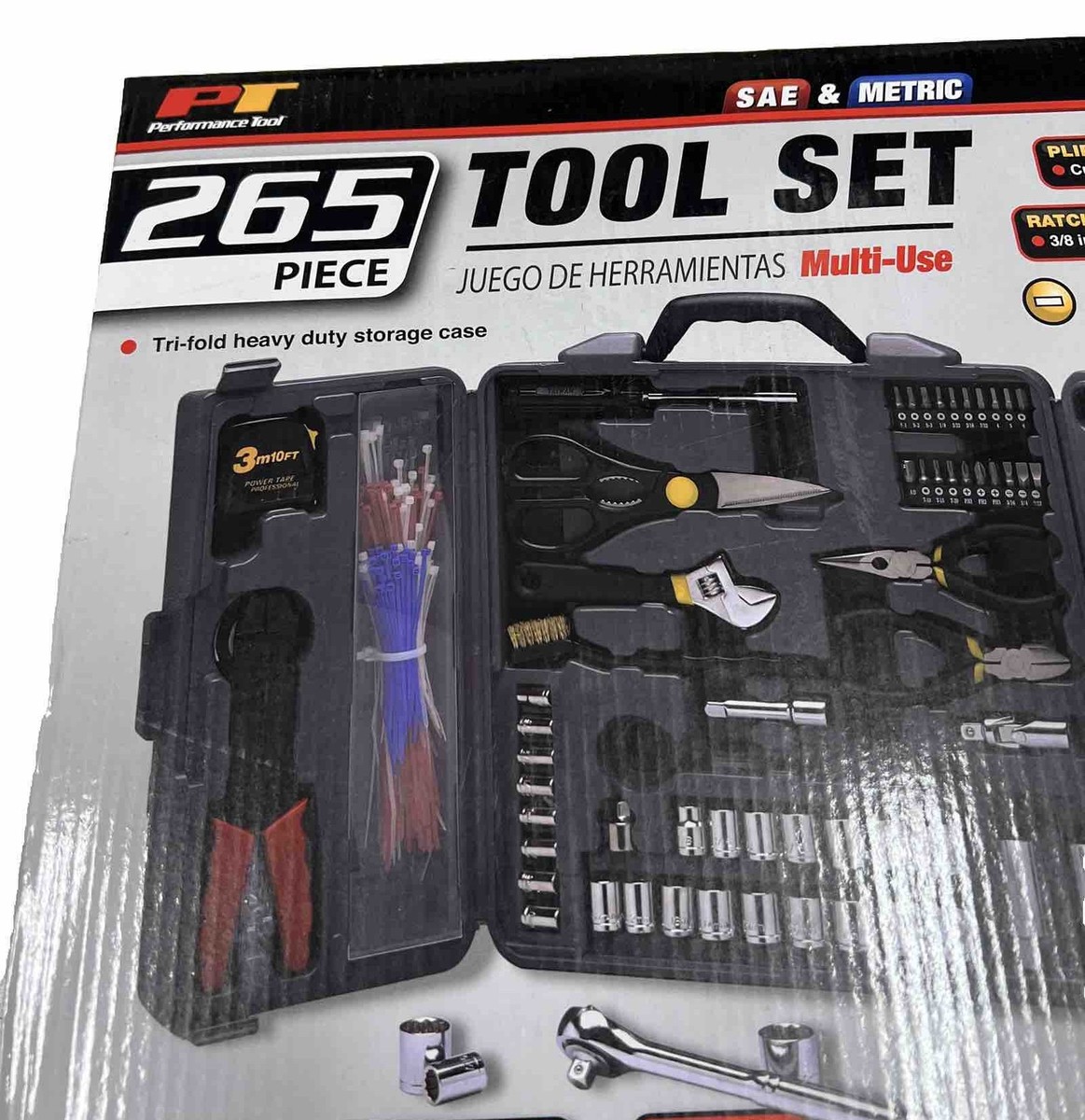 Performance Tool W1519 265 Piece Tool Set, Tri-Fold Heavy Duty