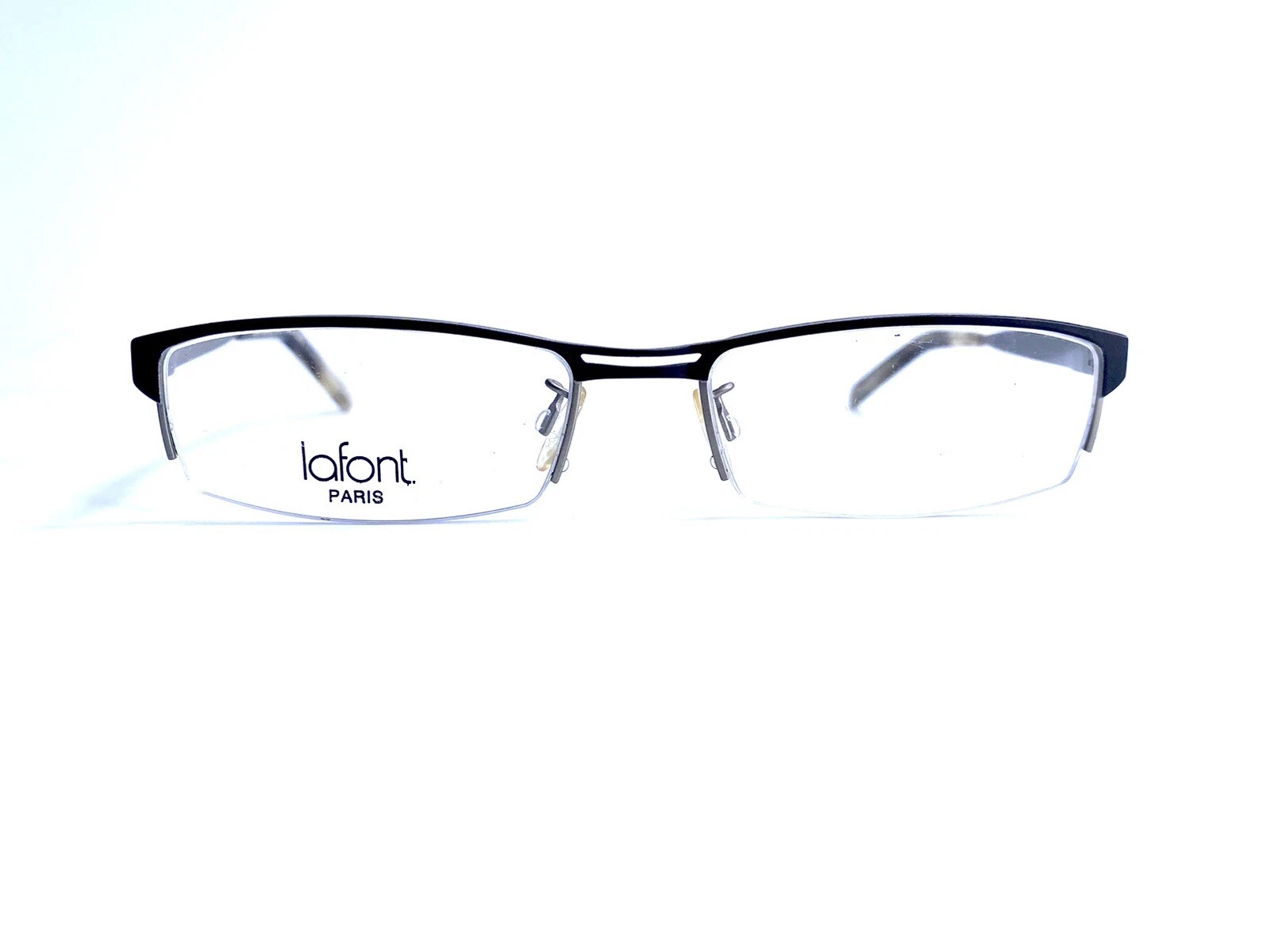 New Jean Lafont Matte Silver Half Rim Rectangular Glasses France 54 16 140