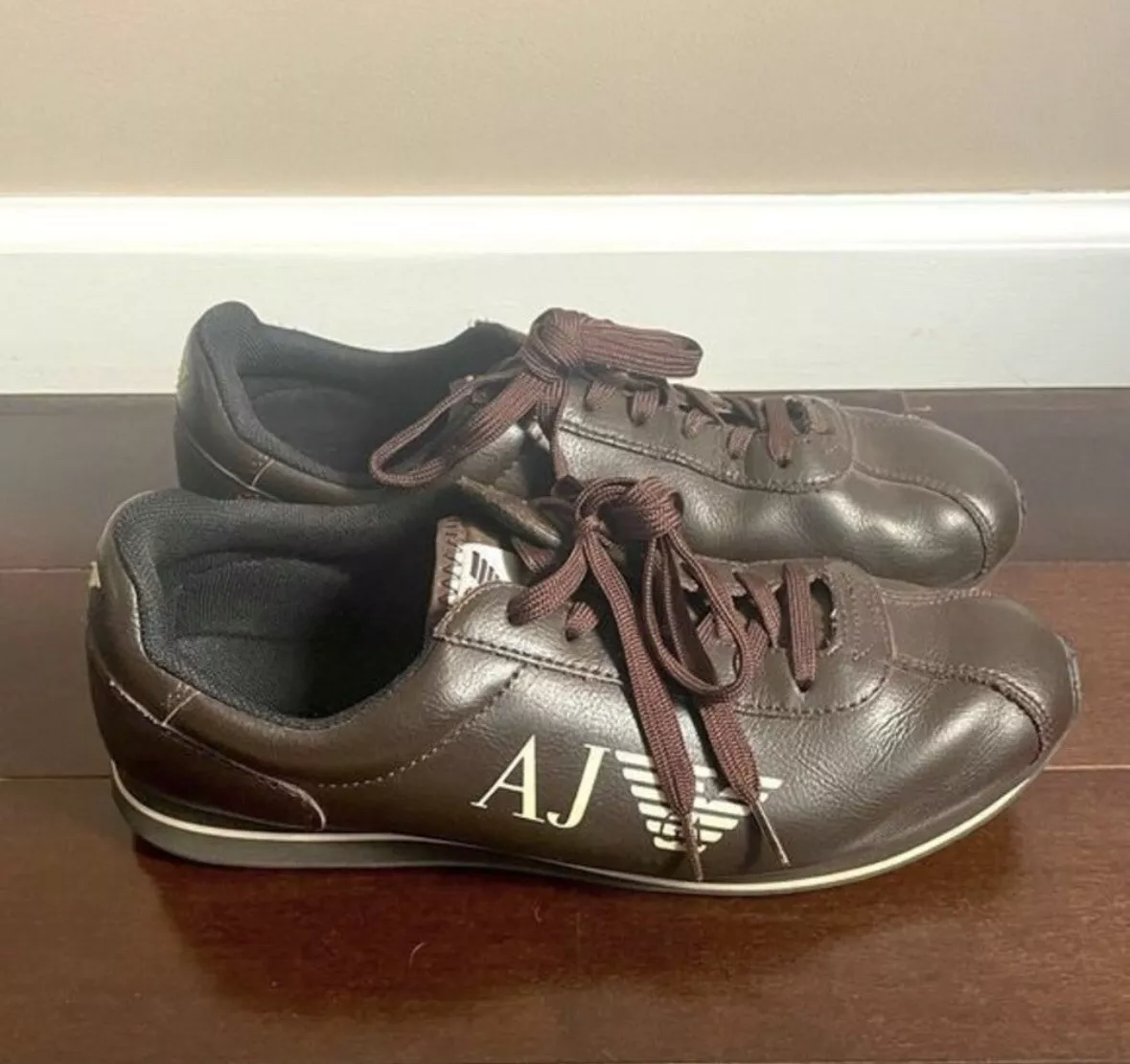 Armani Jeans Vintage Brown Cream Sneakers Mens Size 9.5 eBay