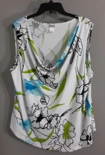 WOMAN'S CDW CREATIVE DESIGN WORKS WHITE CAREER TANKTOP. FLORAL PRINT.SZ 3X 
