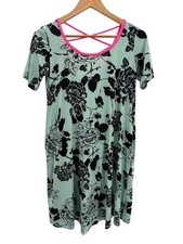 Now N Forever Floral Criss Cross Back Dress Mint Black S Travel Boho Chic