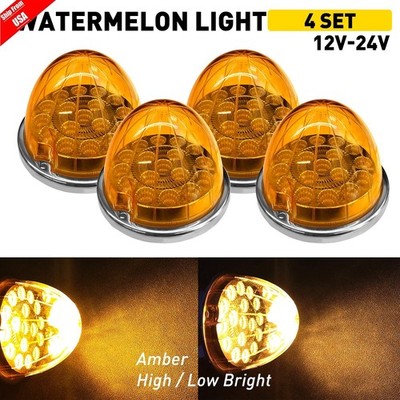 4x Amber Lens LED Light Watermelon Side Marker Clearance Lamp Truck Caravan