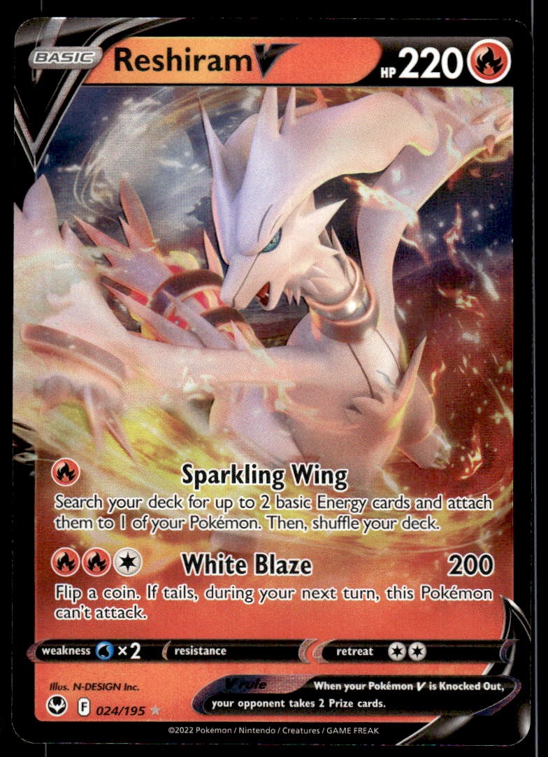 Pokemon TCG SWSH12: Silver Tempest #024/195 Reshiram V NM