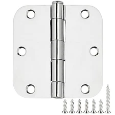Door Hinges Polished Chrome 3.5in 5/8in Radius 6 Pcs Interior Hardware