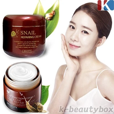 KOREANISCHE KOSMETIK MIZON All In One Snail Repair Cream 75ml, JIGOTT Snail Reparing Cream 100g