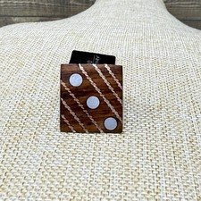 Chunky One Inlaid Wood Ring Size 8