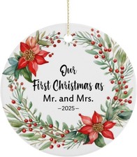Our First Christmas as Mr Mrs 2025 Ornament Ceramic Newlywed and