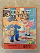 Let's Play Postman Vintage 1939 Hardcover Children's Book Whitman Publishing
