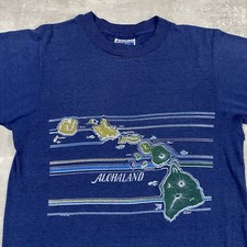 vintage 80s ALOHALAND HAWAII islands t shirt Hanes M map drawing surf skate