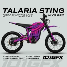 Talaria Sting MX5 PRO  Graphics Kit FOX STRIPES Purple Magenta Decals Stickers
