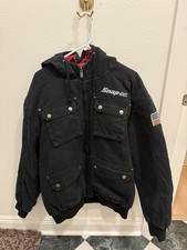 Snap On Tools Jacket XL Black Utility RA Canvas Workwear Red Quilt Lined Heavy