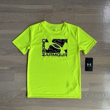 Boys Yellow Under Armour Logo T-Shirt Size 5 NWT