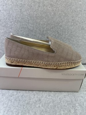 Sole Society Shoes Womens Size 8M SO-SAMMAH Croco Suede Espadrille Flat