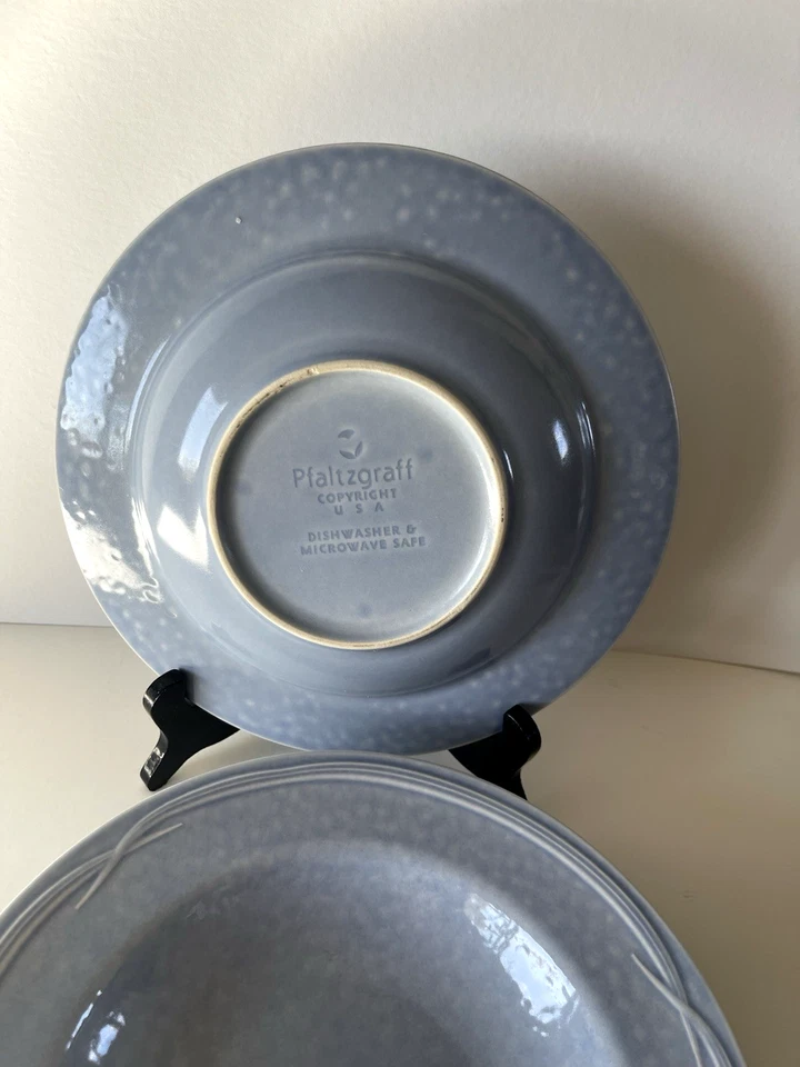 "Juego de 4 cuencos de sopa o pasta de borde ancho de surf Pfaltzgraff Blue Water's Edge de 10""" Foto 4 de 4