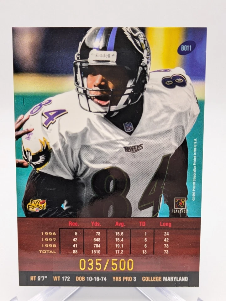 💥 1999 Playoff Prestige SSD Spectrum Blue #B011 Jermaine Lewis #35/500 Ravens - Image 2 of 2