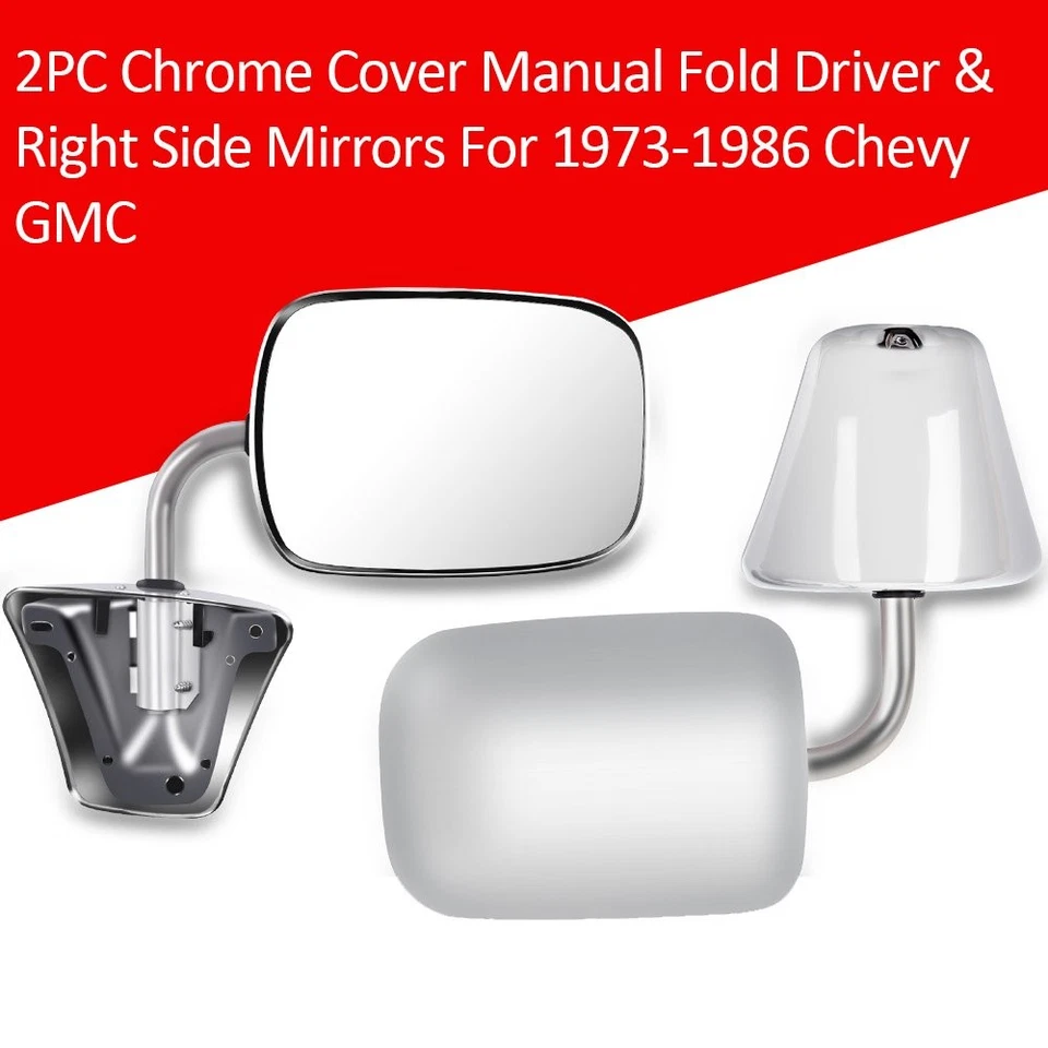 Par de espejos retrovisores laterales manuales cromados L+R para camioneta Chevy Blazer/GMC Jimmy Foto 2 de 4