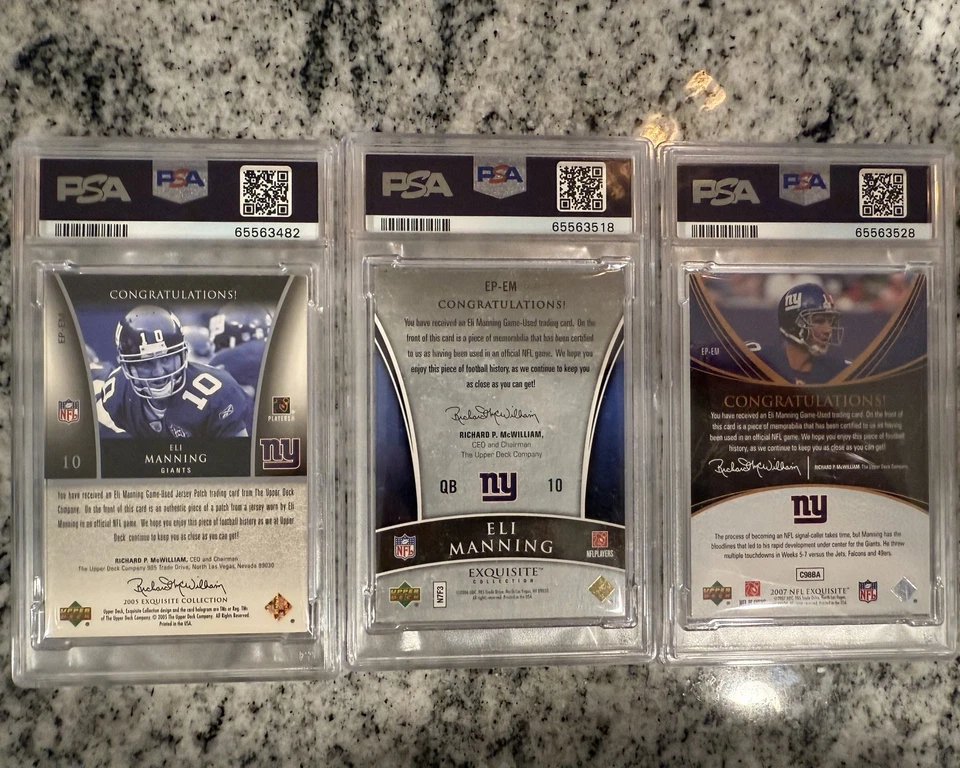 2005 2006 2007 Upper Deck Exquisite collection patch ELI MANNING GOLD Lot PSA - Image 2 of 4