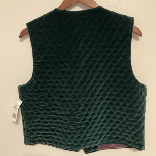 VTG Women’s Forest Green Velvet Vest Sz. 10 Quilted NWT Lined Preppy Old Money - Picture 5 of 5