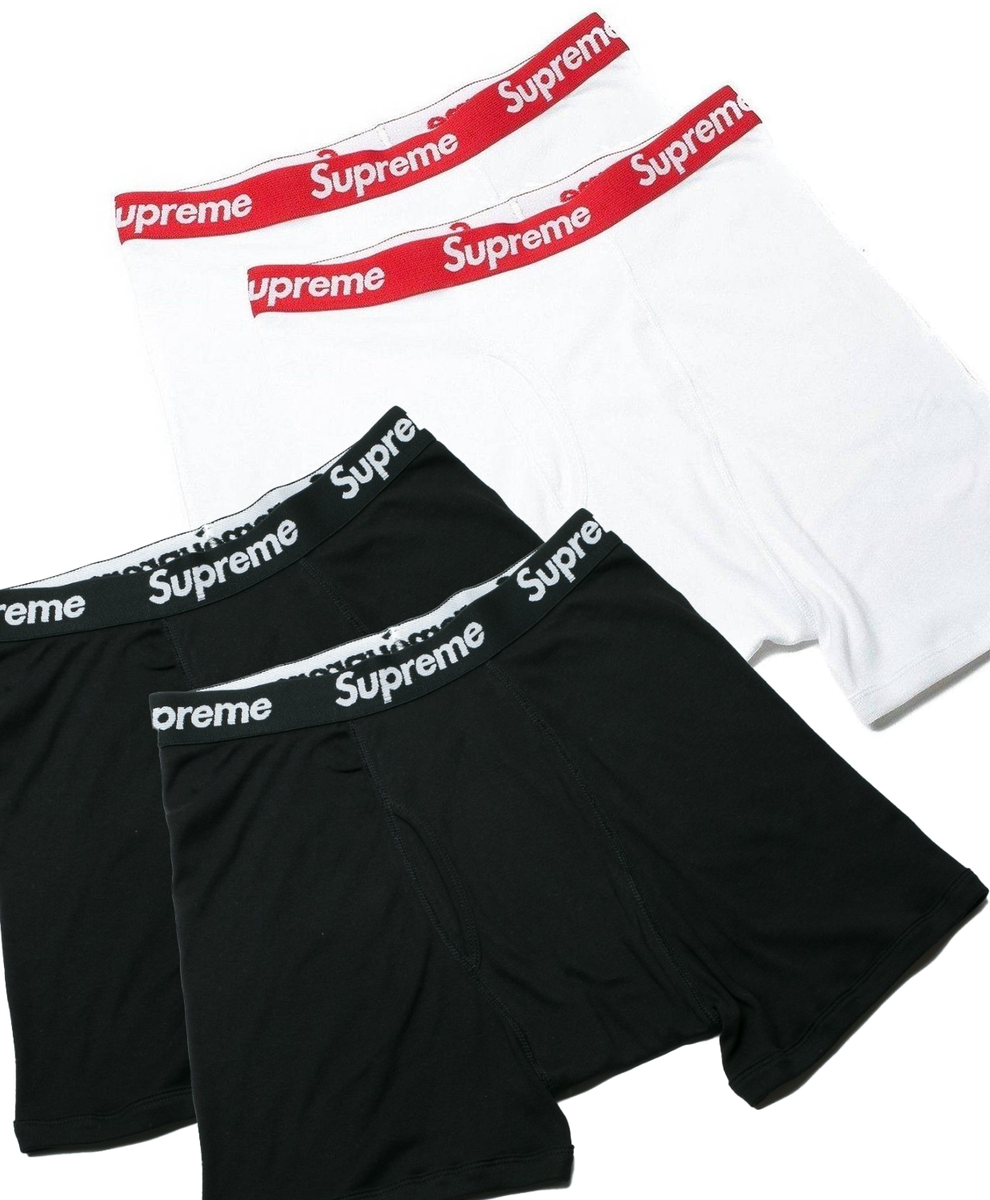 下着・アンダーウェア Supreme Hanes Boxer Briefs 4 Pack \"Black SUPREME/ HANES BOXER BRIEFS/ BLACK/ SINGLES (ONE BOXER) SIZE