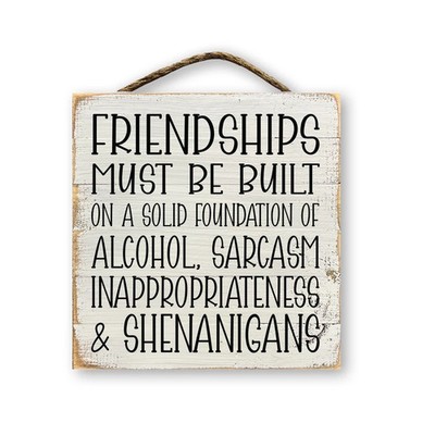 Hanging Pallett Style Sign ''Friendships Must Be Built'' Home, Patio, Bar Decor