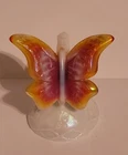 Vintage Fenton Glass Butterfly on a Branch - Red Orange White
