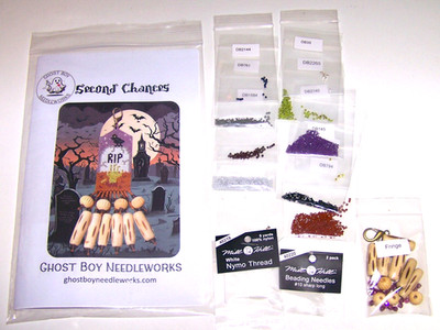 Ghost Boy Needleworks SECOND CHANCES Delica Beaded Fob Kit HALLOWEEN RIP GRAVE
