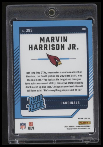 2024 Donruss #393 Marvin Harrison Jr. Ottica Rated Rookies Anteprima Onda Rossa - Foto 2 di 2