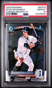 2025 BOWMAN Kevin MCGonigle 1ST CHROME PROSPECTS Tigers🔥PSA 10🔥LOW POP🔥