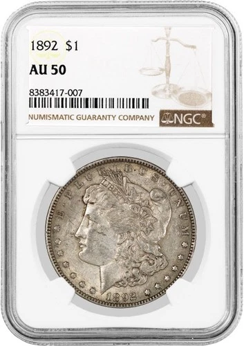 1892 $1 Morgan Silver Dollar NGC AU50 About Uncirculated Key Date Coin