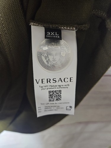 Versace Men's Black Polo Shirt Olive Green Size Large - Picture 4 of 5