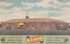 GREENFIELD Indiana IN MOTEL WESTON Roadside HANCOCK COUNTY Postcard E41