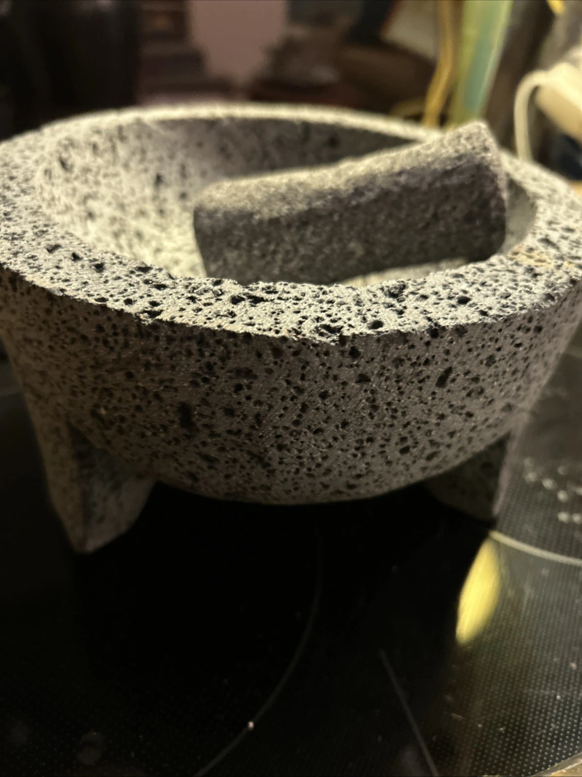 Molcajete Mortar and Pestle Mexican with Lava Rock 3 Legs 8x5”
