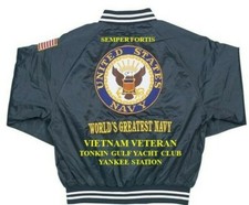 VIETNAM VETERAN TONKIN GULF YANKEE STATION EMBROIDERED SATIN JACKET BACK ONLY