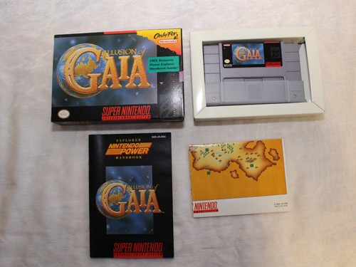 Illusion of GAIA SNES Cartridge Manual Original box Fold out map - Picture 6 of 8