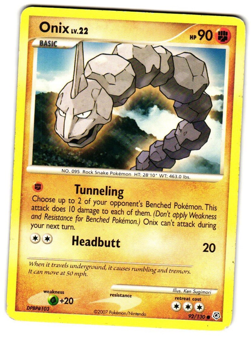 Pokemon Diamond and Pearl Onix #92/130 LP Common