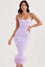 House of CB-  Helena Orchid Satin Midi Dress, Lilac