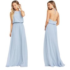 Show Me Your Mumu Heather Halter Dress in Steel Blue Chiffon NWT Size 2XL