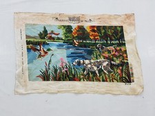 Vintage French Needle Point Beautiful Scene Tapestry 88x57cm