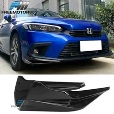 Fit 22-24 Honda Civic 11th Gloss Black HPD Style PP Front Bumper Apron Lip