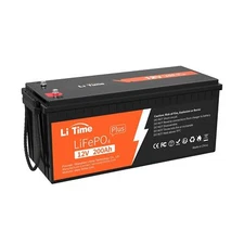 LiTime 12V 200Ah PLUS Lithium LiFePO4 Battery, Built-in 200A BMS, 4000+ Deep ...