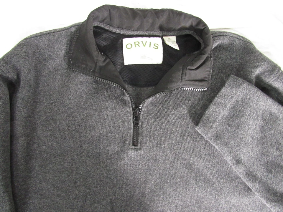 ORVIS Pullover 1/2 Zip Sweater XL Gray Casual Men's Arm Pocket - Image 4 of 4