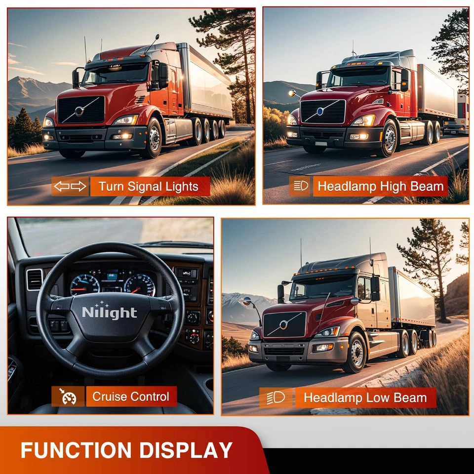 Interruptor de señal de giro Nilight para 2004-2014 Volvo VN VNM 2004-15 VNL VHD 11-15 VAH Foto 4 de 4