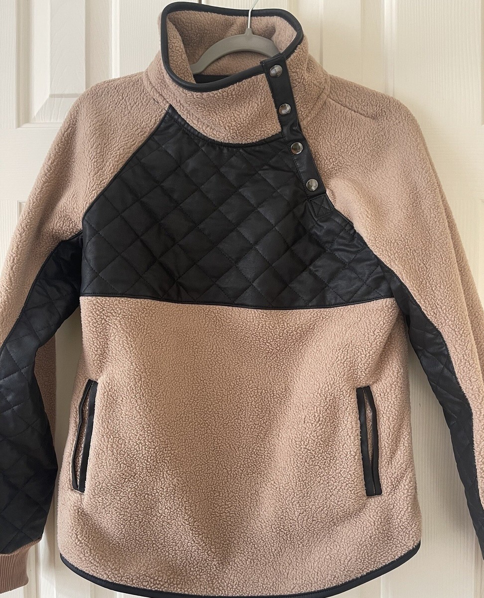 Abercrombie Fitch Asymmetrical Snap-Up Fleece Faux Leather