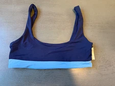 NEW blue pull over L SPACE swimsuit bikini top size XS